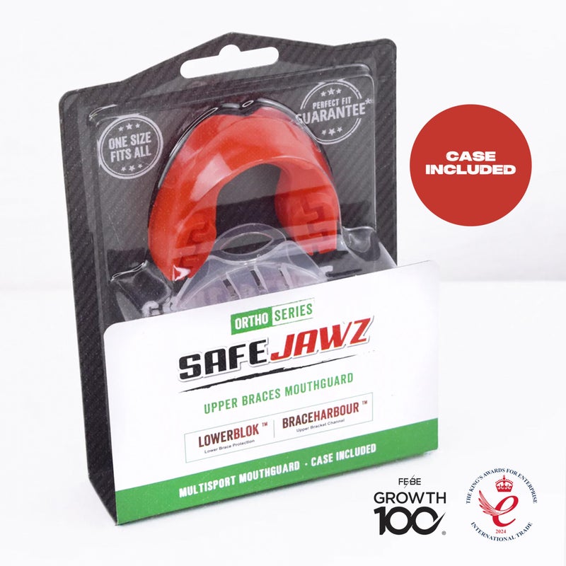 SAFEJAWZ Mouthguard for Braces  Upper & Lower Protection Remoldable Mouth Guard with Case for Boxing  Basketball  Football  MMA  Lacrosse  Hockey and All Contact Sports One Size (Red) - Image 5